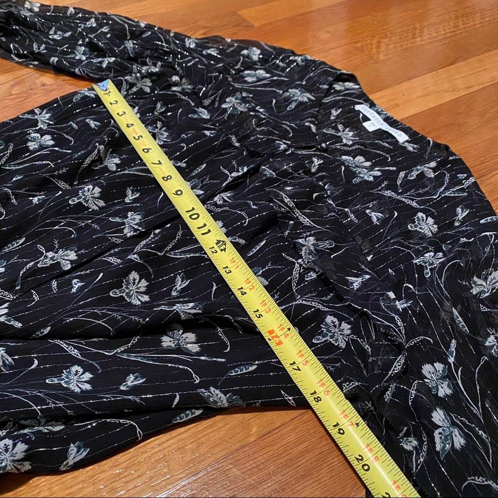 Veronica Beard Fitzgerald Black Metallic Ruched Floral Silk Mini Dress - Picture 14 of 14
